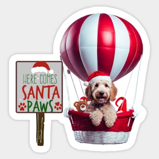 Here Comes Santa Paws in Hot Air Balloon Sticker